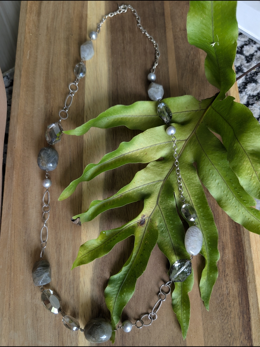 Precious Stones And Sterling Silver Necklace -